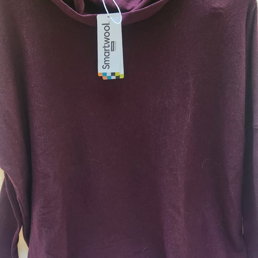 New! Smartwool Sweater Womens Black Cherry Heather Edgewood Poncho Cowl Neck SM